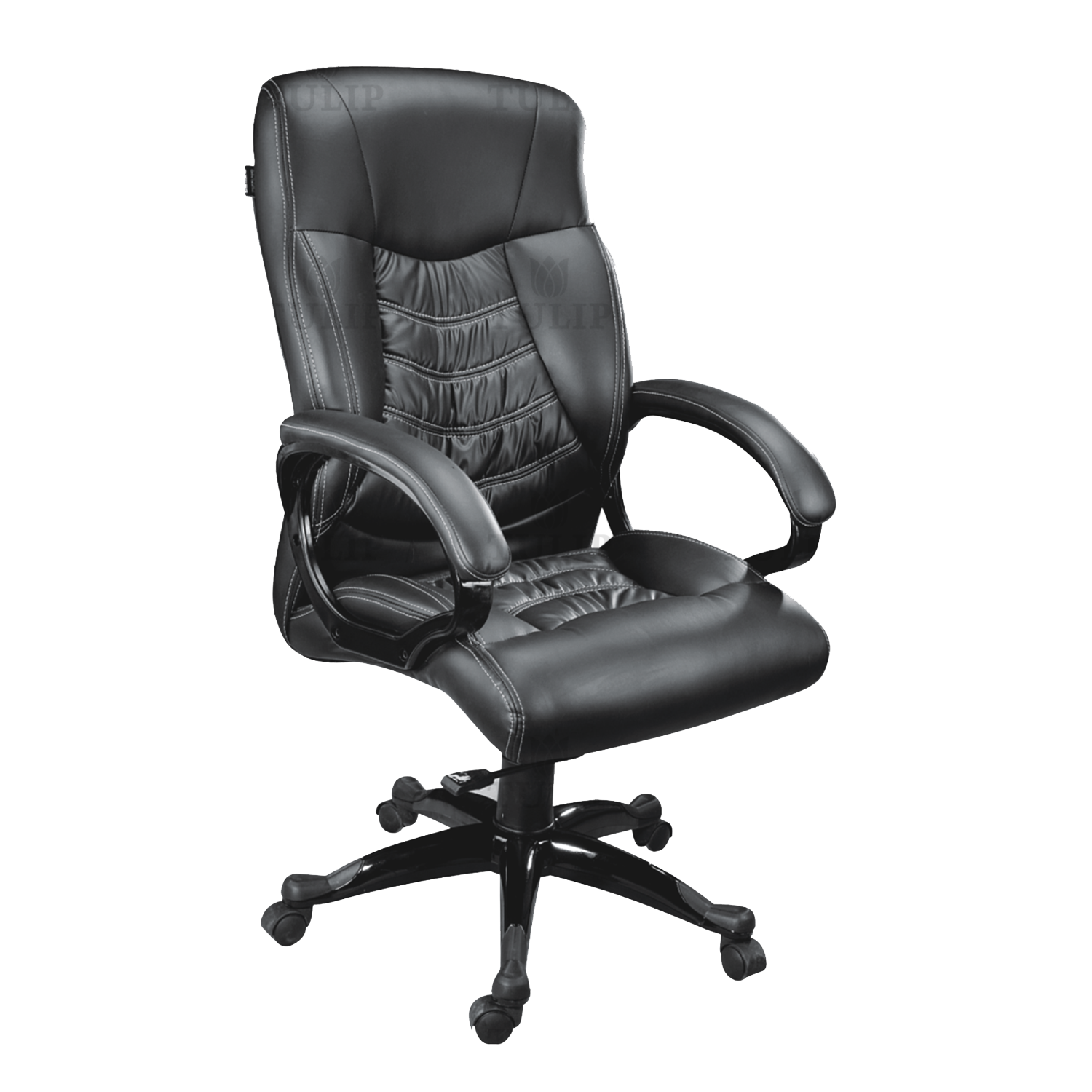 Ergonomic Office Chair, PU Leather High Back Desk Chair with Rocking Function, Adjustable Height, Padded Armrest, 360 Rotation Wheels, Executive Chair Ideal for Office, Home, Black 22RC