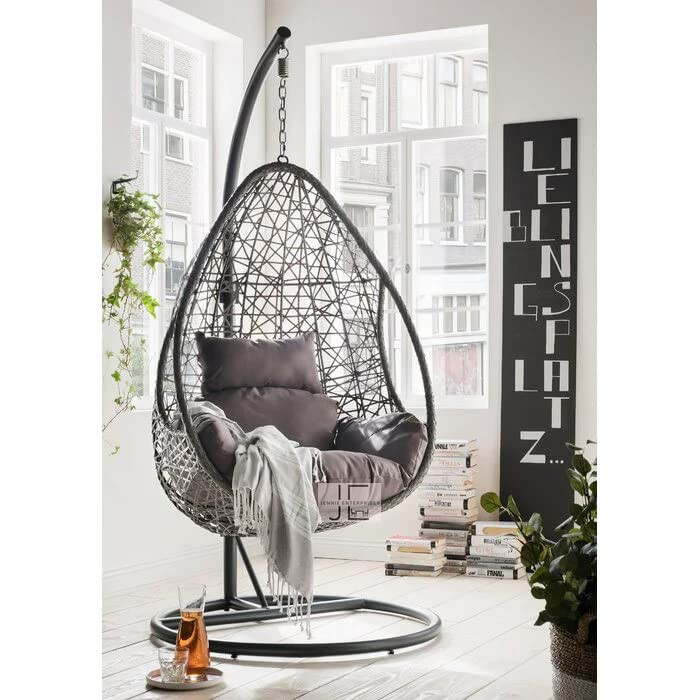 Metal Swing Chair with Stand,Cushion & Hook/Multi Color Outdoor/Indoor/Balcony/Garden/Patio Singal Seater (Grey0)